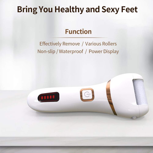  Electric Callus Remover, DIOZO Rechargeable Electronic Feet File Pedicure Foot File Foot Rasp with IPX7 Waterproof Design for Dry Cracked Dead Skin with 3 Roller Heads, 2 Speed