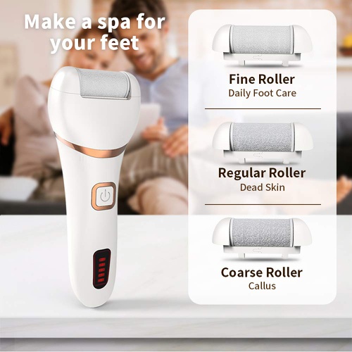  Electric Callus Remover, DIOZO Rechargeable Electronic Feet File Pedicure Foot File Foot Rasp with IPX7 Waterproof Design for Dry Cracked Dead Skin with 3 Roller Heads, 2 Speed