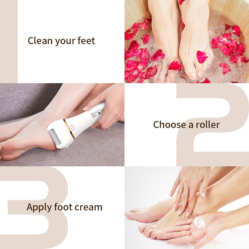  Electric Callus Remover, DIOZO Rechargeable Electronic Feet File Pedicure Foot File Foot Rasp with IPX7 Waterproof Design for Dry Cracked Dead Skin with 3 Roller Heads, 2 Speed