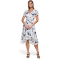 DKNY Tiered Ruffle Faux Wrap Dress