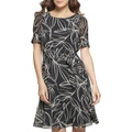 DKNY Puff Sleeve Tie Waist Dress