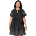 DKNY Plus Size Ruffle Neck and Sleeve Dress