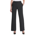 Womens Solid High-Rise Wide-Leg Career Pants