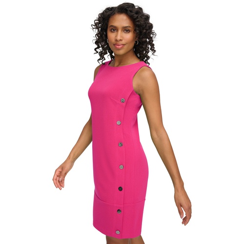 DKNY Womens Colorblock Button Sleeveless Shift Dress