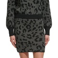 Womens Animal-Print Pull-On Mini Sweater Skirt