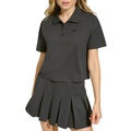 Womens Tech Pique Short-Sleeve Cropped Polo Shirt