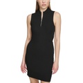 Womens Open-Back Half-Zip Ribbed Dress