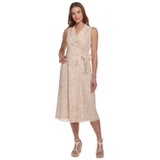 Womens Printed Chiffon Side-Tie Midi Dress