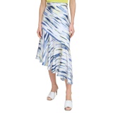 Womens Printed Asymmetrical Midi Skirt