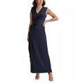 Womens V-Neck Side-Knot Sleeveless Gown