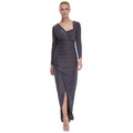 Womens Shimmer Asymmetric-Neck Side-Ruched Gown