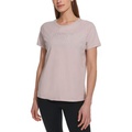 Womens Cotton Embellished-Logo T-Shirt