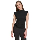 Womens Mock-Neck Sleeveless Knit Top