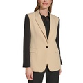 Petite Colorblocked Peak-Lapel Stretch Jacket