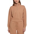 Womens Zip-Neck Ribbed Knit Sweatshirt