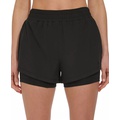 Womens Solid Double-Layer Training Shorts