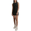 Womens Solid Ruched Crewneck Tank Dress