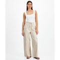 Womens High-Rise Drawstring Wide-Leg Cargo Pants