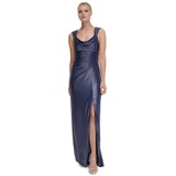 Womens Metallic Ruched Cowlneck Gown