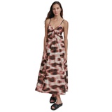 Womens Cotton Voile Printed Sleeveless Tie Dress