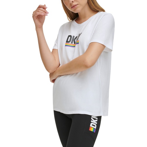DKNY Womens Rainbow Pride Crewneck T-Shirt