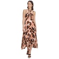 Womens Printed Pleated Asymmetric-Hem Chiffon Halter Dress