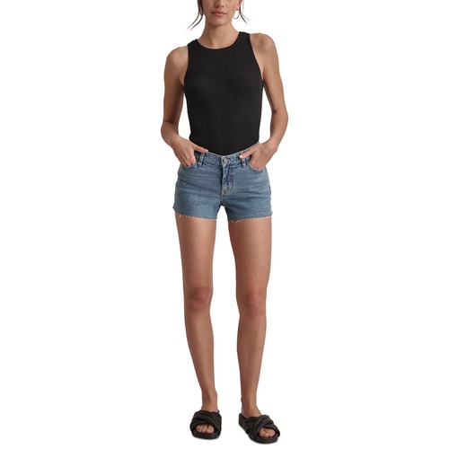DKNY Womens Mid-Rise Split-Side Denim Shorts