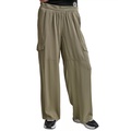 Womens Pull-On Twill Wide-Leg Cargo Pants