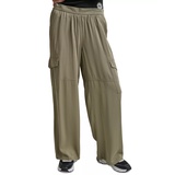 Womens Pull-On Twill Wide-Leg Cargo Pants