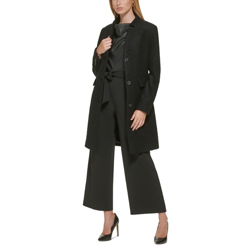 DKNY Womens Single-Breasted Boucle Walker Coat