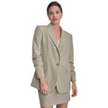 Womens Peak-Lapel Ruched-Sleeve Blazer