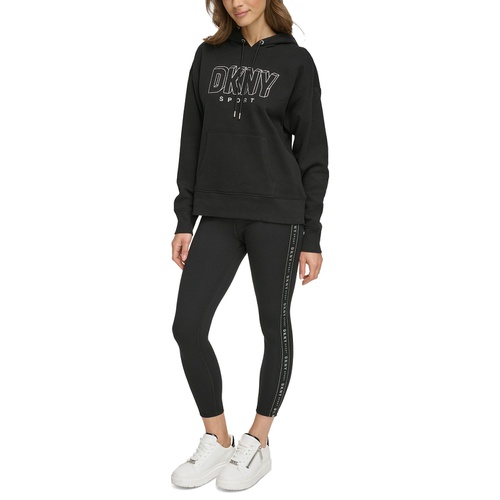 DKNY Womens Glitter-Logo Pullover Hoodie