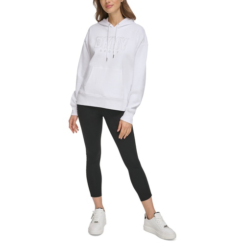 DKNY Womens Glitter-Logo Pullover Hoodie