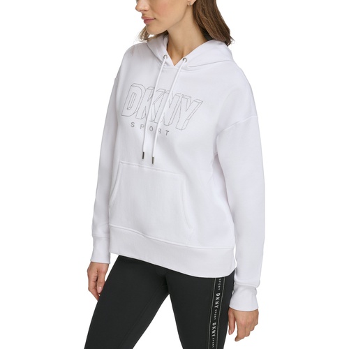 DKNY Womens Glitter-Logo Pullover Hoodie