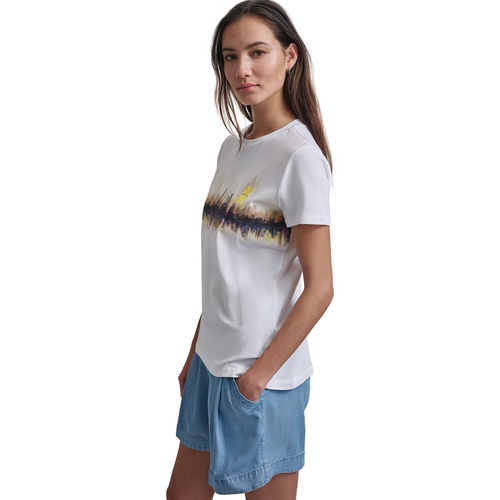 DKNY Womens Cityscape-Graphic Short-Sleeve T-Shirt