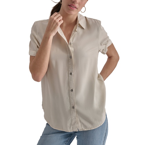 DKNY Womens Rolled-Sleeve Button-Up Shirt