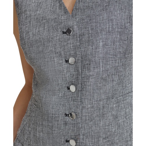 DKNY Womens Window Pane Button-Up Vest