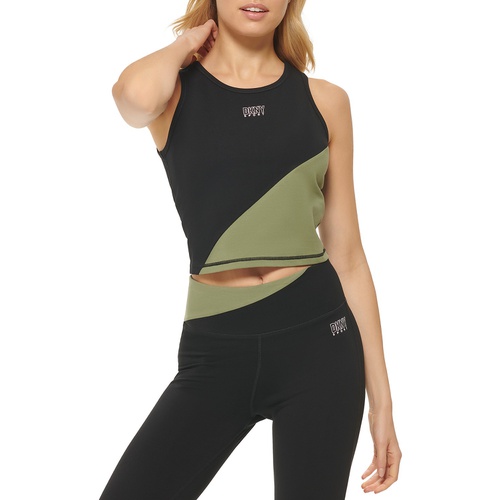 DKNY Womens Colorblocked Cropped Tank Top