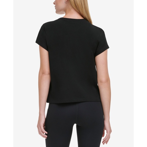 DKNY Womens Medallion Logo Cropped T-Shirt