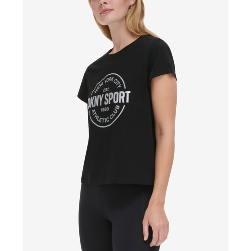 DKNY Womens Medallion Logo Cropped T-Shirt