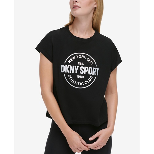 DKNY Womens Medallion Logo Cropped T-Shirt