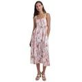 Womens Printed Mixed-Media Tiered Sleeveless Dress