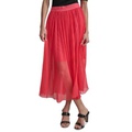 Womens Plisse Embossed-Waist Midi Skirt