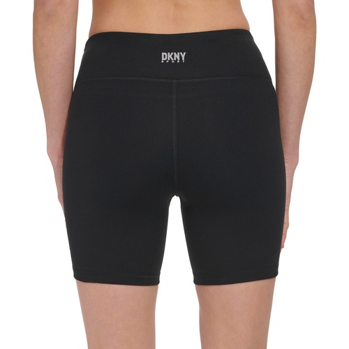 DKNY Womens High-Waisted Exploded-Logo Bike Shorts