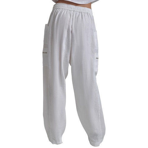 DKNY Womens Pull-On Mid-Rise Linen Cargo Pants