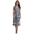 Womens V-Neck Empire-Waist Sleeveless Dress