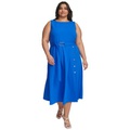 Plus Size Crewneck Sleeveless Scuba-Crepe Dress