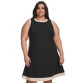 Plus Size Contrast-Trim Sleeveless Dress