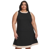 Plus Size Contrast-Trim Sleeveless Dress