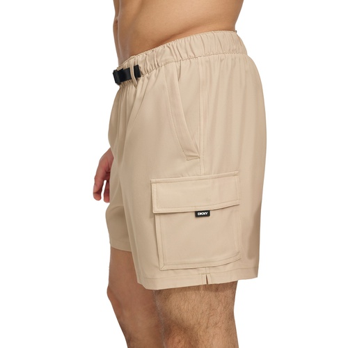 DKNY Mens Stretch Cargo Pocket Hybrid 5 Volley Shorts
